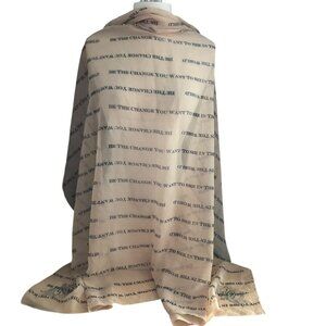 RR RACHEL ROY Scarf Neutral Tan Black Semi Sheer Be the Change XL Wrap 40 SQ NEW